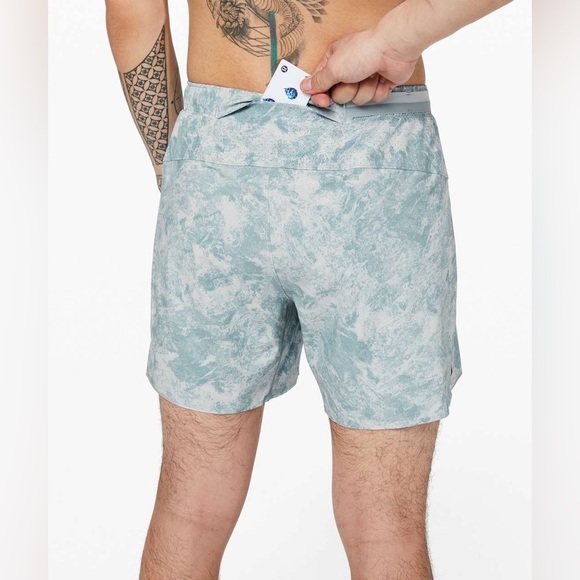 Lululemon Surge Short 6" with Liner in SubCelsius Dawn Blue Chambray - Picture 8 of 11